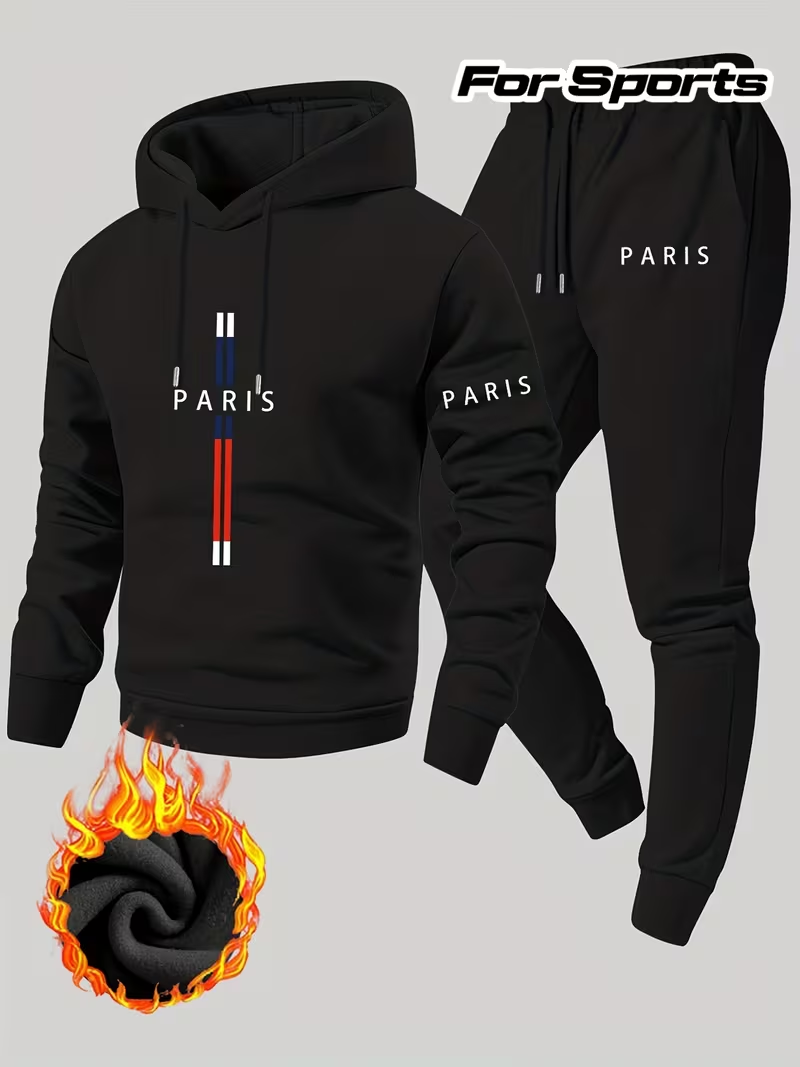 Outdoor Sports Outfit - Męski miejski zestaw casualowy dwuczęściowy: bluza