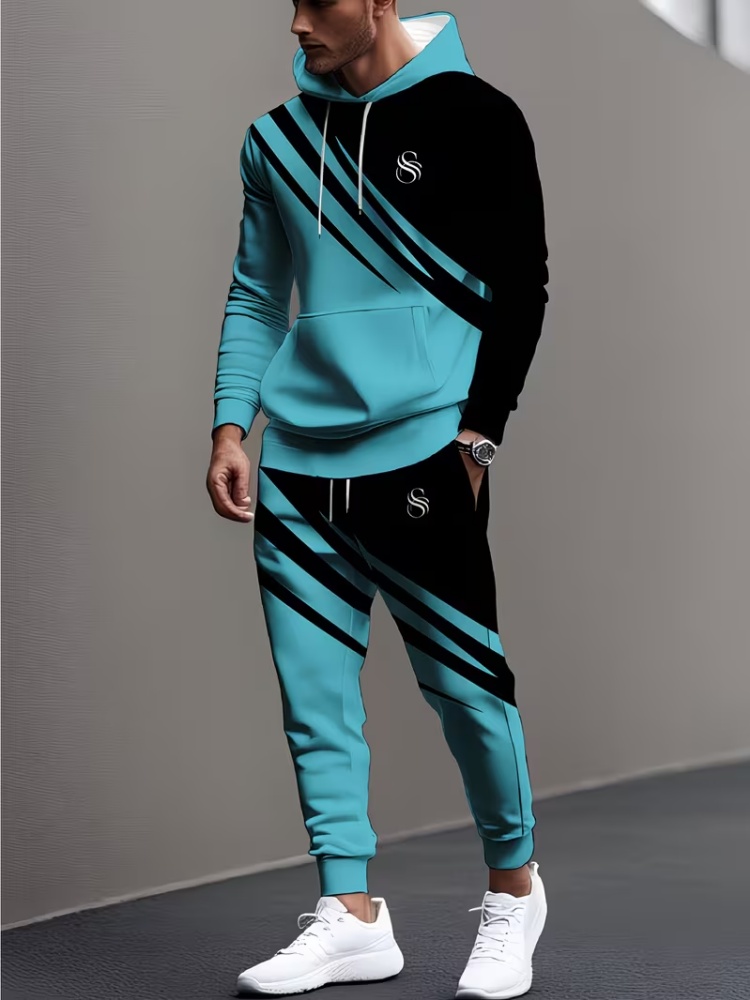 Outdoor Sports Outfit - Męski dwuczęściowy dres, modny zestaw odzieży