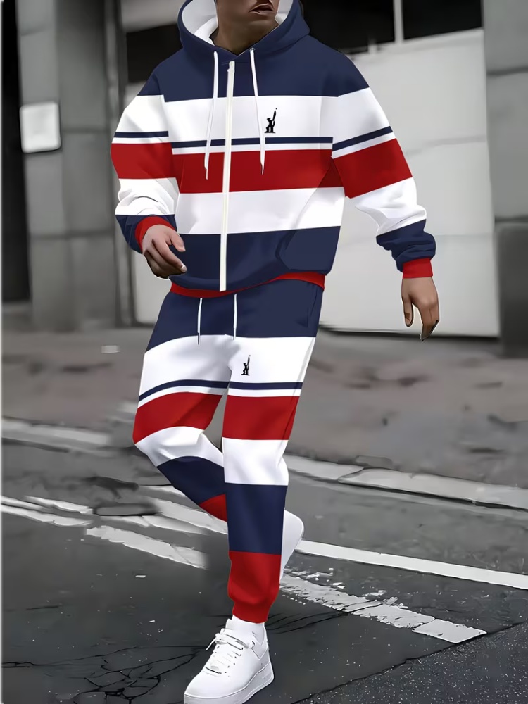 Outdoor Sports Outfit - Męski zestaw dresowy z kapturem zapinanym
